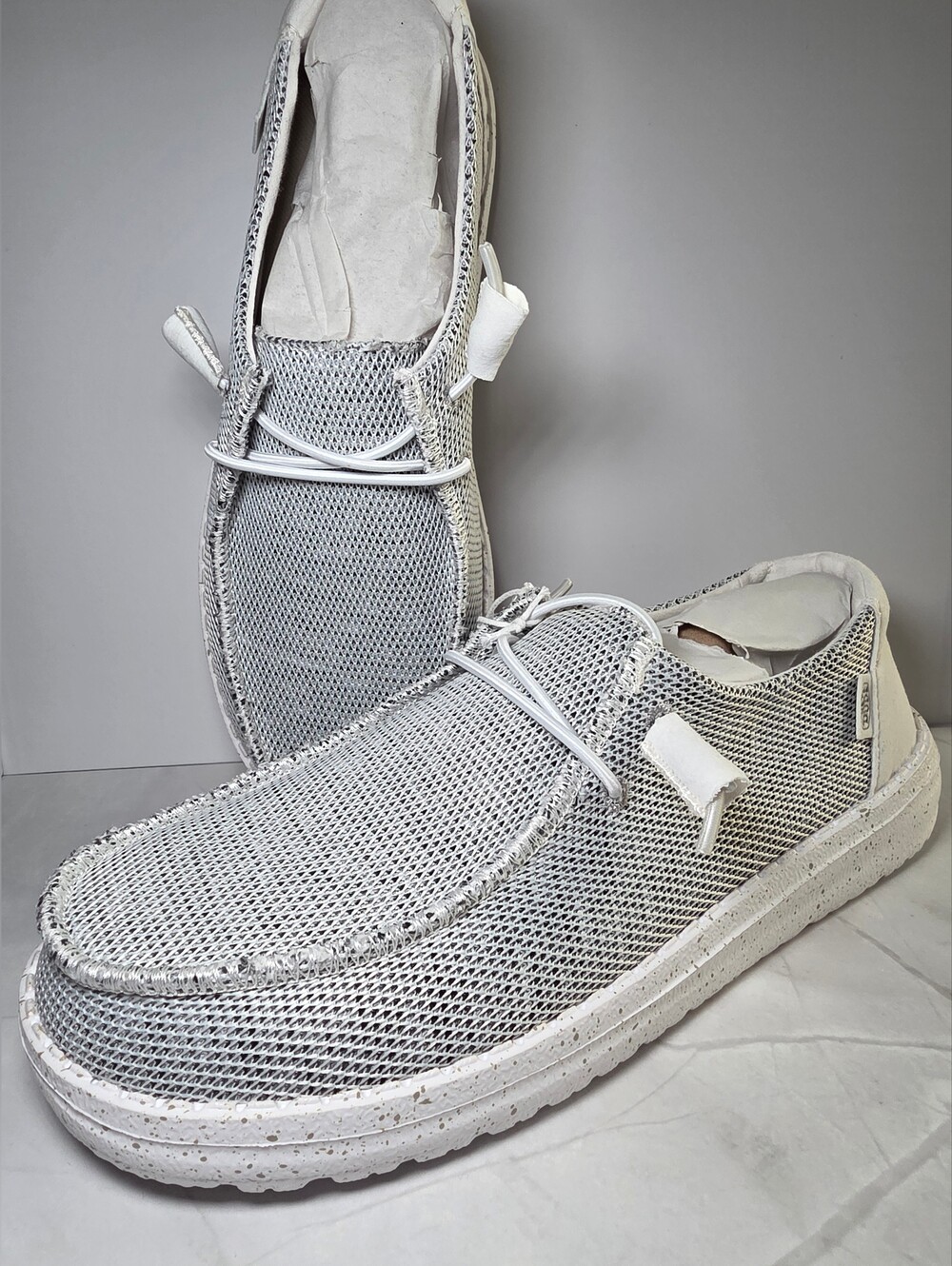 HEYDUDE Wendy Sox Stone White Womens Size 8 New No Box